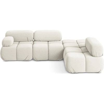 makamii Бял кадифен модулен ъглов диван (десен ъгъл) Lokua - Makamii (LOKUA_RC_1_P1_C1)
