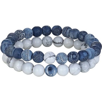 BudNej náramky pre páry SEAWATER z achátu a howlitu MN3011