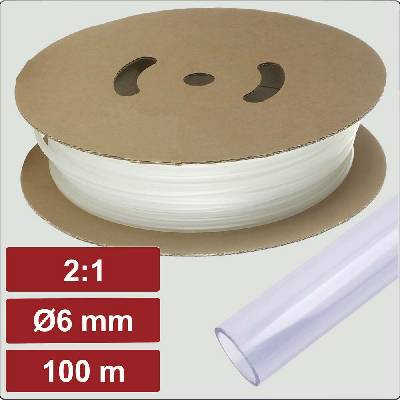 Electronic Garage EG25CA046 zmršťovacia bužírka bez lepidla priehľadná 6 mm 3 mm Pomer zmrštenia:2:1 100 m