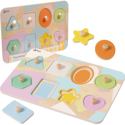 Teddies Puzzle/Vkládačka deskové geometrické tvary 30x21cm