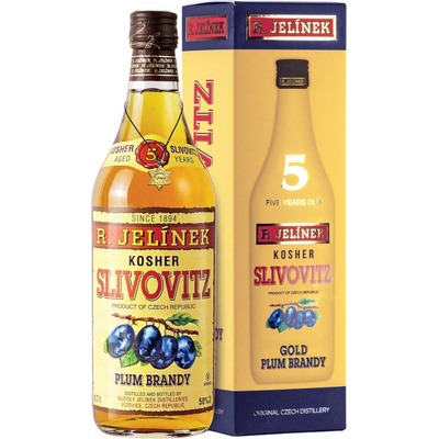 R. Jelínek Slivovice Kosher Zlatá 5y 50% 0,7 l (kazeta) – Zboží Dáma