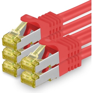 1aTTack. de Cat. 7 network cable 7.5 m red pack of 5 Cat7 Ethernet cable network LAN cable raw cable 10 Gb s SFTP PIMF LSZH set patch cable with Rj 45 plug Cat. 6a - 4251073616292