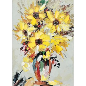 КАРТИНА С МАСЛЕНИ БОИ 50Х70 СМ. СЛЪНЧОГЛЕДИ И ПОЛСКИ ЦВЕТЯ