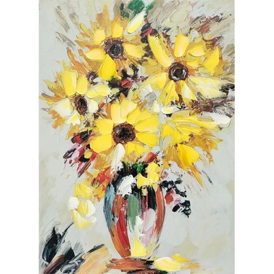 КАРТИНА С МАСЛЕНИ БОИ 50Х70 СМ. СЛЪНЧОГЛЕДИ И ПОЛСКИ ЦВЕТЯ