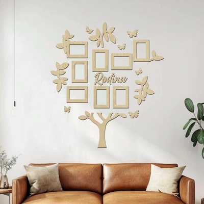 dřevo života Dřevěný fotorámeček na zeď FAMILY TREE Zvolte barvu dekoru: Javor, Velikost fotorámečků: 109x117