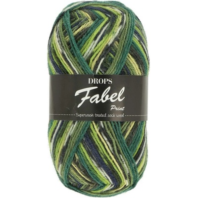Drops Fabel Print 542 zelená mix