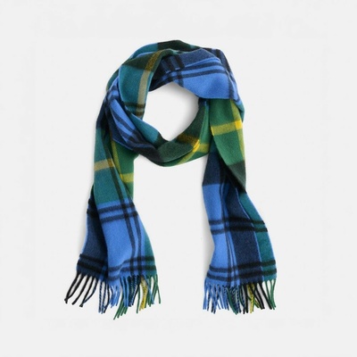 Joshua Ellis Modern Tartan Ripple Cashmere Scarf