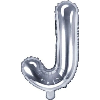 PARTYDECO Balón foliový písmeno J 35 cm stříbrný