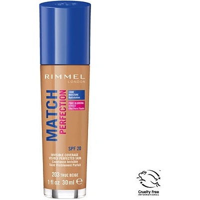 Rimmel Match Perfection Foundation SPF20 Make-up 203 True Beige 30 ml