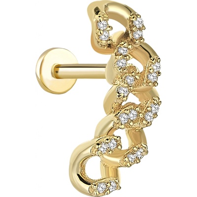 Lillian Vassago Zlatý piercing labreta zdobená zářivými zirkony LLV92-GPI118LB