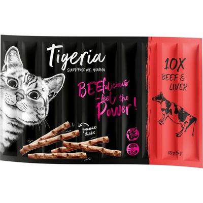 Tigeria 30x5г говеждо и дроб Tigeria Sticks лакомство за котки