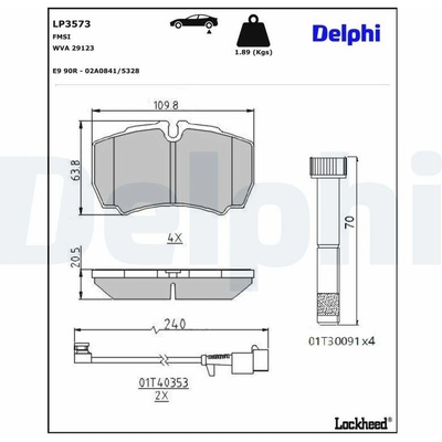 Sada brzdových platničiek kotúčovej brzdy DELPHI LP3573