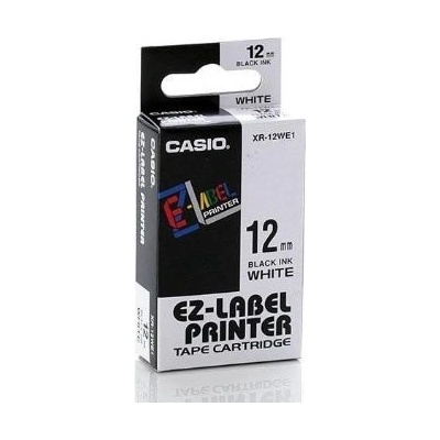 Originálny páska do tiskárny Casio štítků, Casio, XR-12WE1, černý tisk/bílý podklad, nelaminovaná, 8m, 12mm