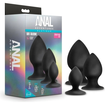 Blush Novelties Anal Adventures Platinum Silicone Stout Plug Kit Black
