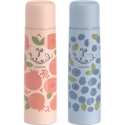 Suavinex Termoska na tekutiny Go Natural Modrá borůvka 500 ml
