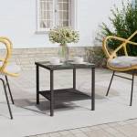 vidaXL Странична масичка черна 45x45x45 см полиратан и закалено стъкло (319398)
