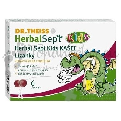 Naturprodukt Dr.Theiss HerbalSept Kids KAŠEL Lízátka 6 ks