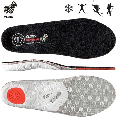 Sidas Vložky do bot Winter 3D Merino černá/šedá