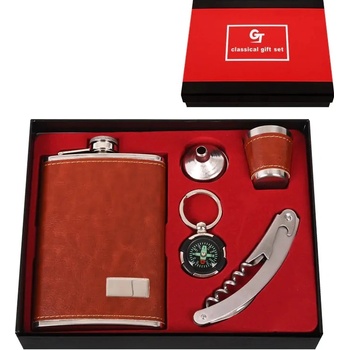 Комплект манерка с аксесоари /кожа и метал/ (К85877)