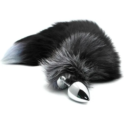 Alive Black and White Fox Tail Anal Pleasure L