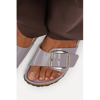 Birkenstock чехли дамски от кожа Madrid Big Buckle Natural Leather Patent (1032921)