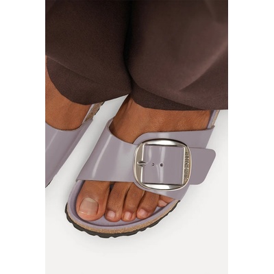 Birkenstock чехли дамски от кожа Madrid Big Buckle Natural Leather Patent (1032921)