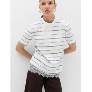 Marks & Spencer Чисто памучна тениска с дантелена подсума Marks & Spencer бяла Marks & Spencer | Byal | ЖЕНИ | 8