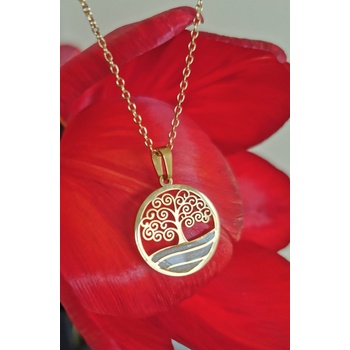 Meganflo Медальон стомана - Дървото на живота Gold