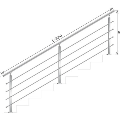 UMAKOV Nerezové zábradlí, schodišťe, VS AISI304, 40x40x2/ AJP-ZVS90-3000