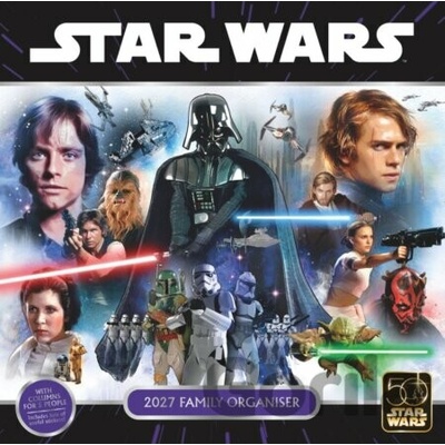 Oficiální nástěnný plánovací Star Wars|Hvězdné války se samolepkami SQ 30,5 x 30,5|61 cm 2027