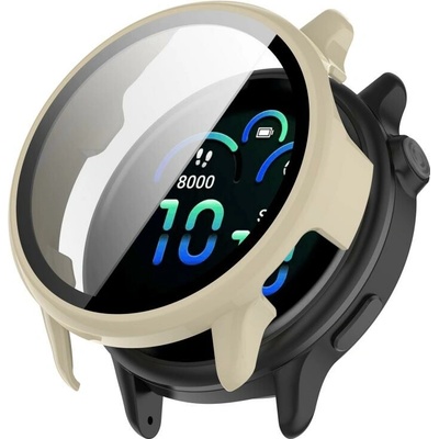 VSETKONAMOBIL 107631 PC FULL COVER Plastový kryt so sklom pre Garmin Vivoactive 6 IVORY WHITE