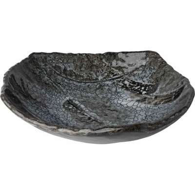 Jedálenský tanier SHIRANAMI 26 x 23 cm, ovál, čierna, keramika, MIJ