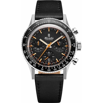 Nivada Grenchen Chronoking Meca - Inter. Bezel - Black Leather