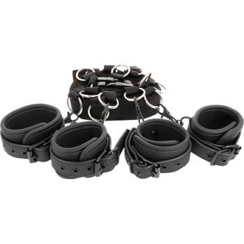 Fetish Submissive Luxury Multi-Function Bed Binding Set with Adjustable Rings Vegan Leather