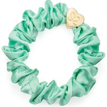 By Eloise Gold Heart Silk Scrunchie –⁠ Mint