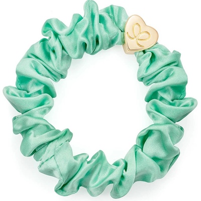 By Eloise Gold Heart Silk Scrunchie –⁠ Mint