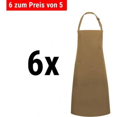 G.Gastro 6 ks Karlowsky Zástěra s laclem a kapsou Basic velbloudí D9785907