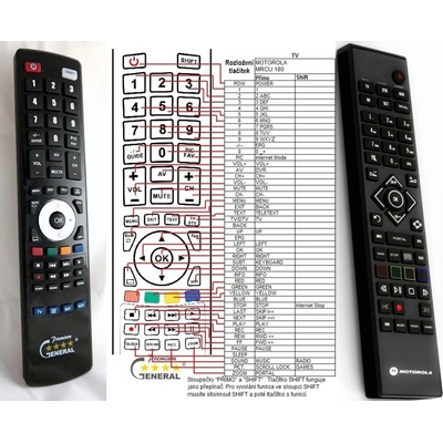 GENERAL MOTOROLA MRCU180, VIP1113, VIP1113L, VIP1910 - съвместимо дистанционно управление на марката General (MRCU180, VIP1113, VIP1113L, VIP1910)