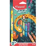 Maped Комплект цветни моливи, дебели, maped "Треска за джунглата", 12 различни цвята 863700 (863700)