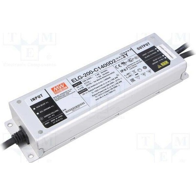MEAN WELL ELG-200-C1400D2-3Y Napájecí zdroj: spínaný; LED; 198,8W; 71÷142VDC; 1,4A; 100÷305VAC