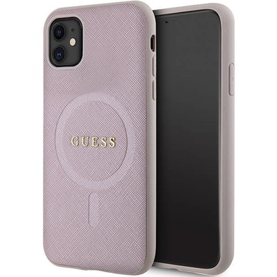 GUESS Кейс Guess GUHMN61PSAHMCP за iPhone 11 / Xr, розов, Saffiano MagSafe (3666339156084)