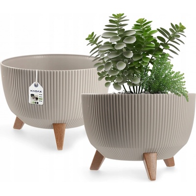 KADAX Plastový květináč Milis se třemi zásuvnými podpěrami taupe 33 cm