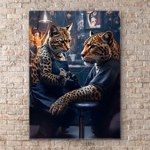 Art gift Стъклено арт пано с леопарди в tattoo студио