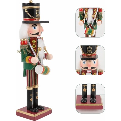 DAMPOD SHOP Louskáček dřevěná vánoční figurka vojáka s bubnem 30 x 8 cm