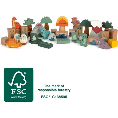 Small Foot Drevené Stavebné Kocky "Dino"