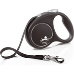 flexi Black Design повод S до 15кг, 5м лента - черно