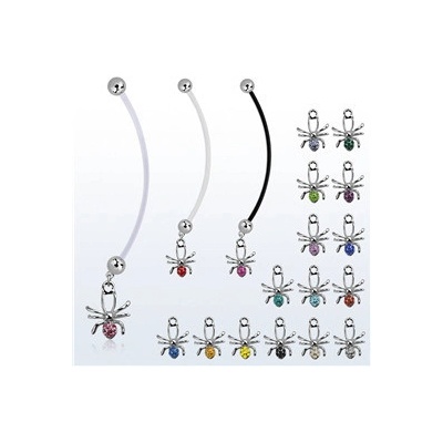Piercingate těhotenský piercing do pupíku pavouček PBV00579 čirá čirá tyčka
