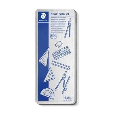STAEDTLER Математически комплект в метална кутия, 10 части, с линийка, молив и аксесоари, staedtler "557 10 (557 10)