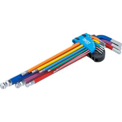 BGS technic Zástrčné klíče Imbus s kuličkou 1,5-10 mm, vícebarevné, extra dlouhé, 9 ks BGS 74453