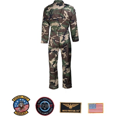 Kombinéza US dětská letecká MIL-TEC s nášivkami - woodland